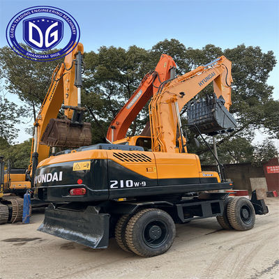 Hyundai 210 Excavator ในอินเดีย 20 ตัน Hyundai รุ่นที่ใช้ 210W-9 เครื่องขุดล้อ สภาพดี