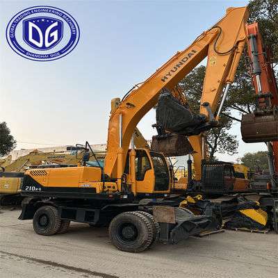 Hyundai 210 Excavator ในอินเดีย 20 ตัน Hyundai รุ่นที่ใช้ 210W-9 เครื่องขุดล้อ สภาพดี