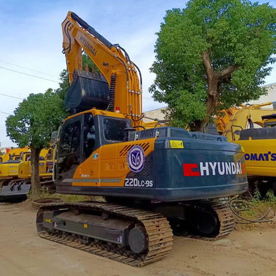 เครื่องขุด 20 ตัน แบรนด์เกาหลี Hyundai 220LC-9S เครื่องขุดมือสองสําหรับ Hyundai เครื่องก่อสร้าง