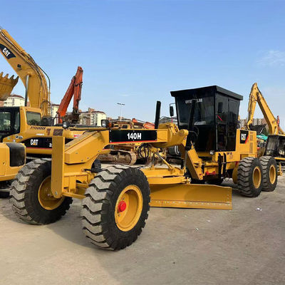 ไฮดรอลิกขับเคลื่อนรูป Caterpillar Grader 140h 14677kg เครื่องจักรน้ําหนักสําหรับและการจัดลําดับทางที่แม่นยํา